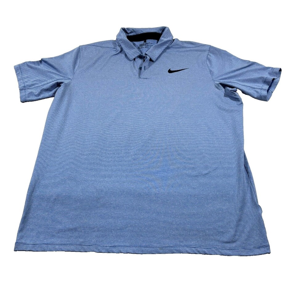Nike Mobility Control Stripe Mens Standard Blue Golf Polo Shirt Poly Stretch XL